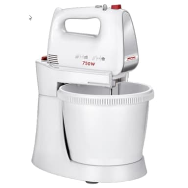 MPM MMR-20Z Impastatrice per Pasticceria con Ciotola Rotante 3 L, senza BPA, 5 Velocità + Turbo, Aste e Gancio per Impastare in Acciaio Inox, Bianco, 750W