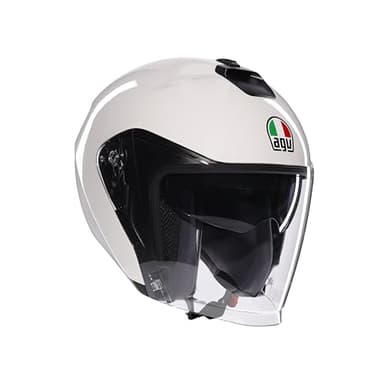 AGV - IRIDES E2206, Casco Moto JetUnisex, Casco Moto Open Face con Visiera Antigraffio e Protezione UV, Materia White, L