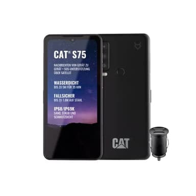 Cat S75 – Robusto smartphone 5G con collegamento satellitare (IP68 e IP69K, MIL SPEC 810H, super luminoso 6.58" FHD+ 120Hz, Octa Core 2 GHz, batteria da 5000 mAh, 6 GB/128 GB, Android 12) – Nero