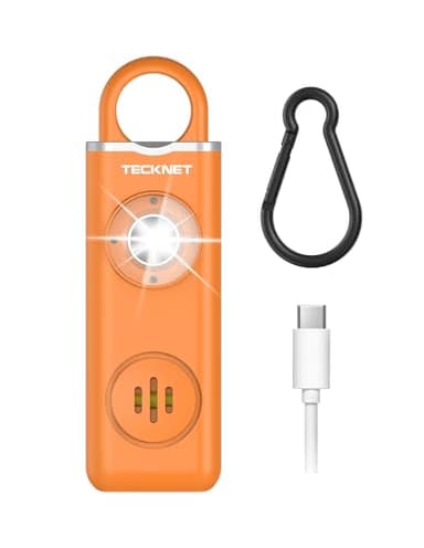 TECKNET Allarme Personale da Donna 130dB con Allarme e Flash Ricaricabile Sicurezza Personale di Emergenza, Allarme di Sicurezza Portachiavi Dispositivo di Protezione Per Ragazze Anziane