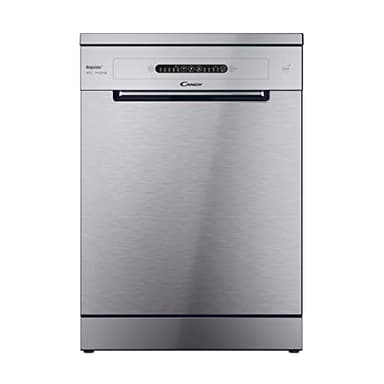 Candy Rapido' Lavastoviglie a Libera Installazione 60 cm, 14 Coperti, 5 Programmi, Classe E, Ciclo Rapido 49 Min, Partenza Ritardata, Connessione Wi-Fi + BLE, 59,7 x 59,8 x 81,8 cm, Inox - CF 4E7L0X