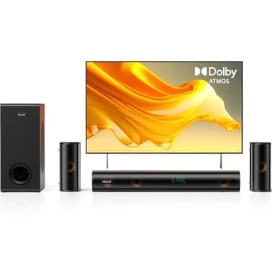 Hiwill 5.1CH Soundbar for TV, Home Theatre Dolby Atmos Surround Casse, 2 Altoparlanti Surround Cablati, Sound Bar Bluetooth per PC con Subwoofer da 5.25'', 380W Potenza di Picco, eARC/OPT, 2025