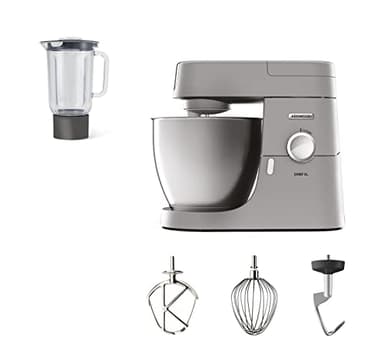 Kenwood KVL4110S Impastatrice Planetaria Chef XL con Ciotola da 6,7L, 3 Ganci di Miscelazione + FRULLATORE, Personalizzabile con oltre 25 Accessori Opzionali Acquistabili Separatamente, 1200W, Silver