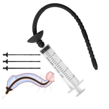 Asta vibrante liscia in 3 misure con siringa, speciale allungamento maschile per una minzione facile, set di allenamento speciale per uomini -D28IT (L)