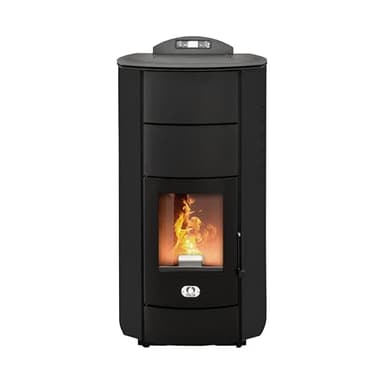STUFE A PELLET ITALIA Manhattan 24 KW - Stufa a Pellet Idro per Riscaldamento e Acqua Calda Efficienza 92% Scalda 180m² Autonomia 22H Programmabile 5 Velocità e Potenze Garanzia 24 Mesi Nero