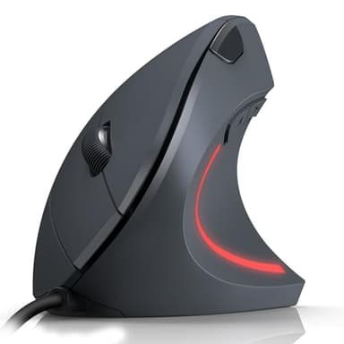 TechRise Mouse Verticale, Mouse Ergonomico con Filo da 1000-6400 DPI, Protegge il Braccio, 6 Pulsanti, Illuminazione LED, Mouse Silenzioso con Cavo USB da 1.5m, per PC, Computer, Portatile, Mac-Grigio