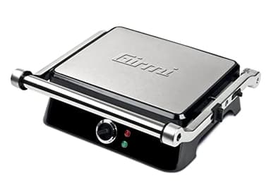 Girmi BS44 Bistecchiera elettrica effetto Petravera, Corpo Inox, Apertura a libro 180°, Cassetto raccolta liquidi, RegolaPiastre 29 X 23 cm