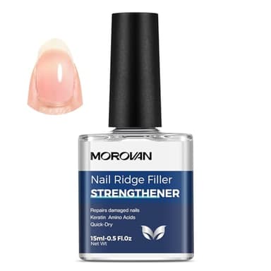 Morovan Rafforzatore per unghie: Nail Care Ridge Filling Strengthener Nail Hardener Clear Nail Varnish Nail Strengthener per unghie danneggiate Smoothing Base Coat 15ml