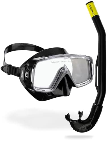 CRESSI Sirena & Island 2.0 Black/Black - Snorkeling Combo Set Maschera Sirena + Aeratore Island 2.0, Nero/Nero, Taglia Unica, Unisex