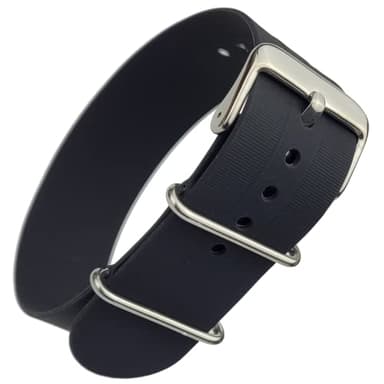 Cinturino per orologio NATO in silicone morbido | 18mm 20mm 22mm | Nero Blu Marina Verde Arancione Grigio | Design Zulu a passaggio singolo | Gomma impermeabile | Leggero allungamento | Sensazione