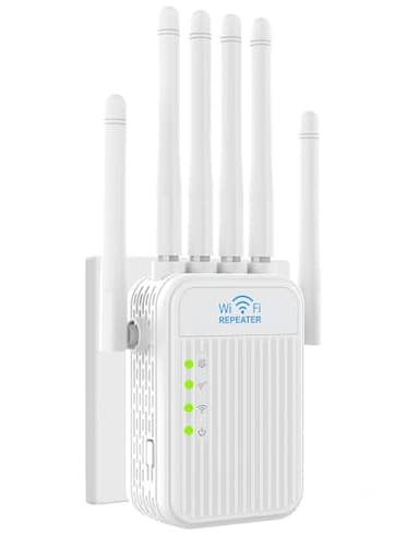 Ripetitore WiFi, potente amplificatore di segnale ripetitore wifi, 6 antenne, 2 porte LAN/modalità AP, ripetutore WiFi copertura di 1200 piedi quadrati, adatto per uso domestico in ufficio R09 potente