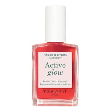 Manucurist Active Glow Raspberry - Smalto per unghie Cura Riparatore (Glowy Rosa) - Vegan & Made in France - Smalto Rinforzante Unghie Fragili Nutriente - Smalto Trasparente trattante - Regalo donna