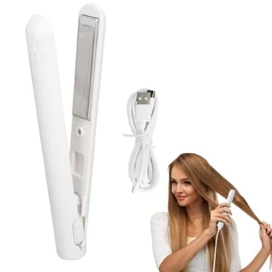 Fyearfly Mini Piastra per Capelli, Senza Fili, Riscaldamento Uniforme Temperatura Costante, Portatile per Frangia di Capelli, ABS, 18 cm x 5 cm