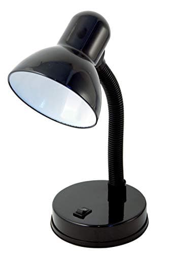 VELAMP CHARLESTON Lampada da tavolo con collo flessibile - Design moderno - Ideale per scrivania, lettura e comodino – Attacco lampadina E27 - Colore nero