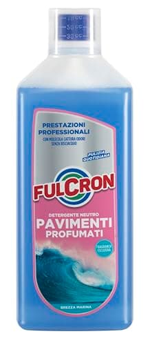 FULCRON Detergente Neutro Pavimenti Profumati, Detersivo Pavimenti, Asciugatura Rapida, Pulisce ed Igienizza, Senza Risciacquo, Elimina Cattivi Odori, Profumo Brezza Marina, 1 LT