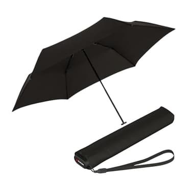 Ombrello tascabile Knirps Ultra US.050 Slim Manual - Ultra leggero e piatto - Resistente alle tempeste - Antivento - 21 cm - Nero