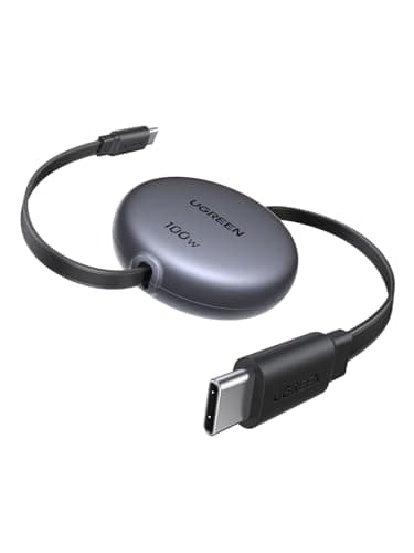UGREEN 100W Cavo USB C Retrattile PD 3.0, Cable Type C Avvolgibile Ricarica Rapida, Compatibile con MacBook, iPad Air, ASUS, HP, iPhone 16/15 Plus Pro Max, Galaxy S25 S24 Ultra, Pixel 9/8/7.