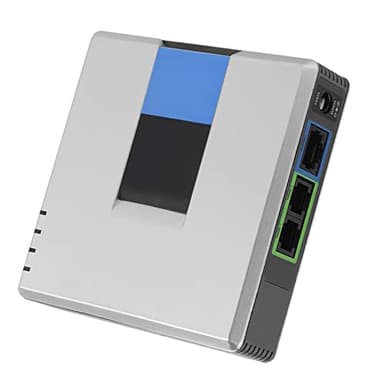 VoIP Sbloccato, Adattatore Telefonico Internet con 2 Porte per Voice over IP Fornito con Cavo di Rete, Supporto Protocollo SIP V2 (Spina europea)