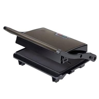Jata JEGR1106 Griglia elettrica e grill con piastre lisce antiaderenti 22,5 x 14,6 cm Cucina tutti i tipi di alimenti Coperchio superiore basculante Apertura 180° 750W
