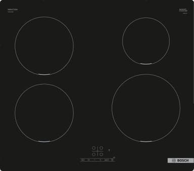 Bosch PUE611BB5J Serie 4, Piano cottura a induzione, PowerBoost accelera il processo di cottura, TouchSelect, senza profili, Nero, 60 cm