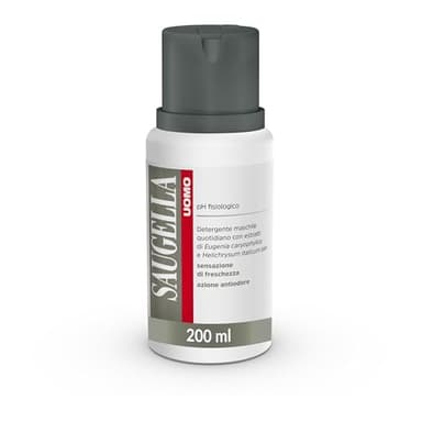 Saugella Uomo, Detergente Intimo e Corpo Rivitalizzante, Antiodore, Con Estratti di Elicriso e Chiodi di Garofano per un Uso Quotidiano nel Rispetto del pH Fisiologico, 200 ml