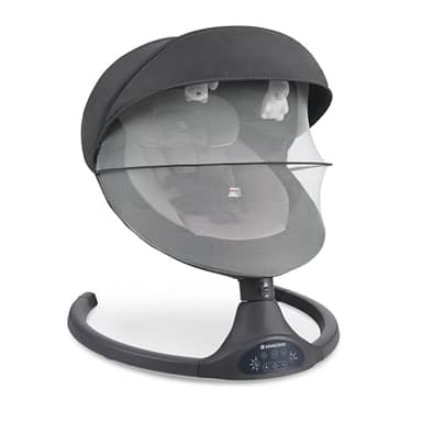 Kikka Boo Sdraietta Neonati Elettrica CODIE, Dondolo Elettrico per Neonati con Bluetooth, 5 Velocità, Schienale Regolabile, 10 Melodie, Fino a 9 kg, Grigio scuro