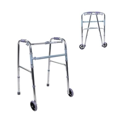 Mobiclinic®, Telaio per anziani, Modello capitel, Marchio europeo, Pieghevole, Regolabile in altezza, Antiscivolo, Adulti o disabili, Leggero e robusto, 2 ruote, Alluminio, Colore grigio