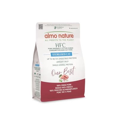 Almo Nature HFC Our Best - Sterilised - Croccantini per Gatti Adulti Sterilizzati o Poco Attivi - Maiale Fresco - Monoproteico, Urinary Help, Altamente Digeribili, Human Grade, Senza Glutine - 300g