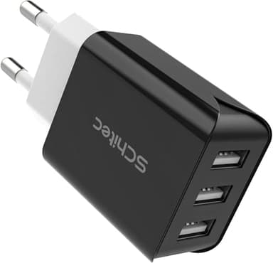 SCHITEC Caricatore USB da Muro a 3 Porte, 15W/3A Caricabatterie Presa USB Universale per iPhone 11 XS XR Samsung M20 S10 Huawei P30 P20 Lite, HTC, Tablet e Altro