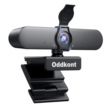 oddkont Full HD 1080P Webcam - Webcam PC con Microfono, 92° Streaming Videocamera con Correzione Automatica Della Luce, plug & play per Linux, Win10, Mac OS X, YouTube, Skype, Conferenze