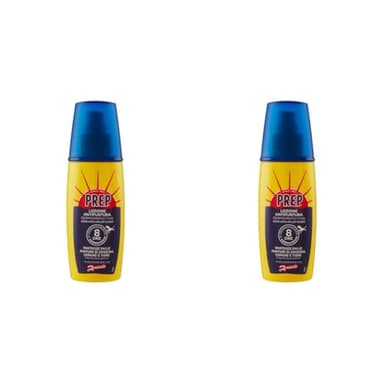 Prep, Lozione Repellente, Repellente Zanzare, a Base di Icaridina, Lunga Durata, Contro Zanzare Comuni, Tigre e Zecche - Formato 100 ml (Confezione da 2)