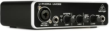 BEHRINGER UMC22 INTERFACCIA AUDIO 2X2 SCHEDA USB 2 IN 2 OUT 24 BIT 48 KHZ PC E MAC PREAMPLIFICATORE MICROFONICO MIDAS
