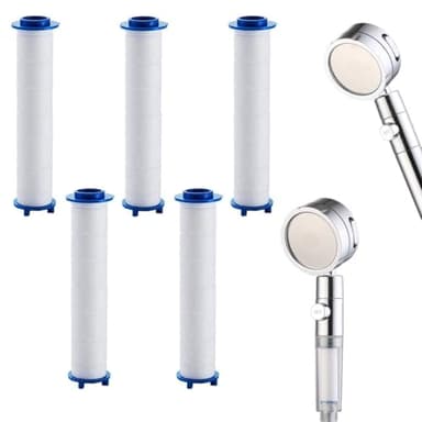 SGERUFZ 5 Pezzi Filtro Doccia in Cotone PP Filtro per Doccetta Doccia Anticalcare Sostituibile Cotone Filtro Doccia a Risparmio Energetico per la Rimozione Della Cartuccia dei Sedimenti(8 x 2.5cm)