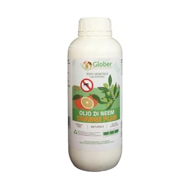 Glober Antizanzare Giardino Uso Esterno 100% bio naturale Made in Italy - Concentrato Liquido - Repellente Zanzare a base di Olio di Neem Orange Plus - Anti Zanzare Prato e Orto (1 Litro)