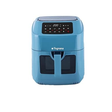 Tognana Iridea, Friggitrice ad aria 9,2L, doppia resistenza, display digitale, timer, 50-200°C, finestra, 2150W, Plastica-Acciaio Inox, Carta da zucchero