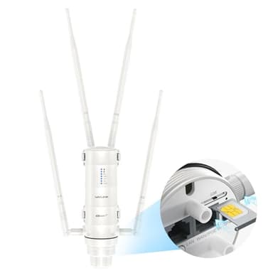 Potente ripetitore WiFi da esterno con antenna WiFi a lunga portata - 4G LTE ad alta potenza a doppia banda con slot per schede SIM - Amplificatore Wavlink AC1200- Outdoor Poe Ripetitore