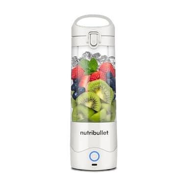 nutribullet portable blender, frullatore portatile, 475ml BPA free, mini frullatore, frullatore multifunzione, caricatore USB-C, oltre 15 cicli frullatura, bianco, NBP003W