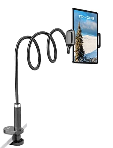TRYONE Supporto Tablet Letto, porta tablet Collo Oca Supporto Regolabile per iPad Pro 12.9, 10.5, 9.7, iPad Air Mini, Switch, Galaxy, Huawei, Altri Tablets, Lunghezza Complessiva 100cm/39.4 Pollici