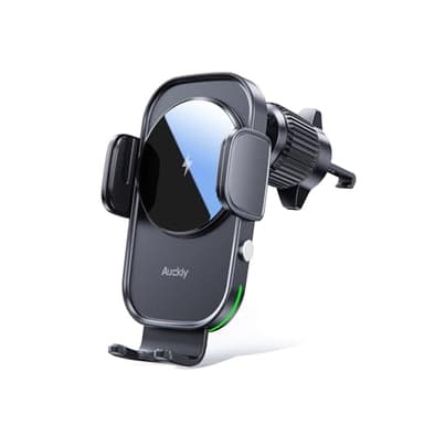 Auckly Caricatore Wireless Auto 15W, [Bloccaggio Automatico 270°], Ricarica Wireless Auto, Griglia di Aerazione, per iPhone 11 12 13 14 15 16 Serie & Samsung S24 S23 S22 ecc. Ricarica rapida, Nero
