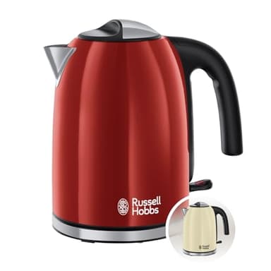 Russell Hobbs Bollitore Elettrico - 1,7 L, 2400 W - Acciaio Inox Color Rosso; Funzione di Ebollizione Rapida; Filtro Anticalcare Rimovibile, Beccuccio, Indicatore Livello Acqua, Colorplus 20412-70
