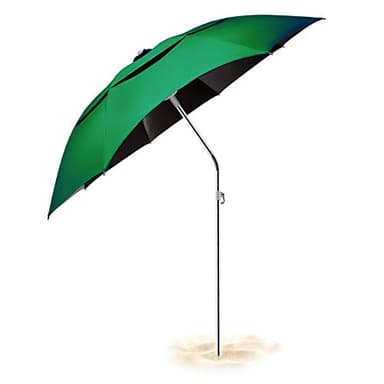 Buziba Ombrellone da Spiaggia con Ancora, Inclinabile, Antivento, UV 50+, Ombrellone Portatile da Esterno, Terrazza, Giardino, Piscina, Cortile, Verde, verde