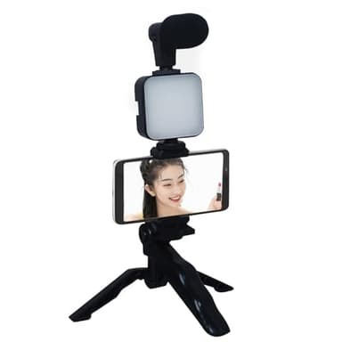 Kit di registrazione video per smartphone - treppiede per microfono, trasmissione live wireless | Migliorata stabilità Light Desktop, Kit di logging per creatore di contenuti portatili per live