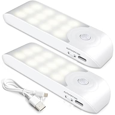 Luce Notturna(2 Pezzi), Lampada LED Ricaricabile USB con Sensore di Movimento, ON/OFF/AUTO, Luce LED con Striscia Magnetica per Armadio Soggiorno, Camere da Letto,Cucine,Corridoio