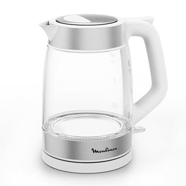 Moulinex Bollitore in Vetro, Bollitore Elettrico, Graduazione, Capacità 1,7 L, Facile da Pulire, Bianco, BY6R5130