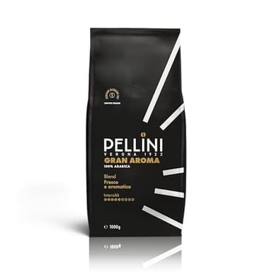 Pellini N.3 Gran Aroma, Caffè in Grani per Espresso 1kg, Miscela 100% Arabica dal Gusto Deciso e Armonioso, Caffè in Chicchi a Tostatura Lenta