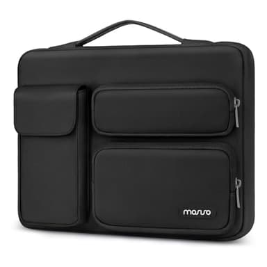 MOSISO 13,3 Pollici Custodia Laptop Porta,13-14 Pollici Borsa PC Compatibile con MacBook Air/Pro 13/Pro 14 M4 M3 M2 M1,HP Dell ASUS Lenovo,Lato Aperto Borse con 2 Alzato&1 Tasche Patta, Nero
