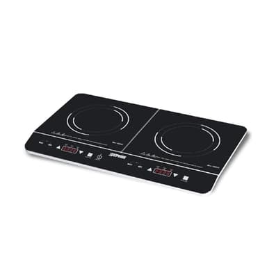 Zephir, Doppia Piastra a Induzione Portatile Potenza Max 2800W, 10 Livelli di Temperatura e di Potenza, Piastre in Vetro Temperato per Pentole Diametro 12-26 cm, Timer 180 Minuti (Doppia)
