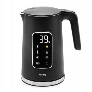 Huslog Bollitore Elettrico 1,7 L con Schermo Touch, 2200 W, Temperatura Regolabile 40–100 °C, 5 Livelli, Mantenimento Caldo, Base Girevole 360°, Spegnimento Automatico, Acciaio Inox, Nero