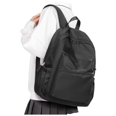 Zaino Scuola Superiore Ragazza da Università Viaggio Impermeabile Uomo Zaini per Scuola Superiore Media Ragazzo Leggero Resistente College Casual School Backpack Nero