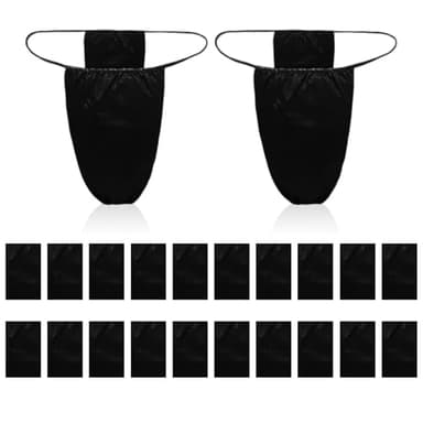 TUONYIS 20 Pezzi Tanga Donna Monouso, Getta Slip, Mutande USA e Getta, per Massaggi in Salone Prendere Il Sole, Non Tessuto Tanga per Bikini (IT, Testo, Taglia Unica, Regular, Regular, Nero)